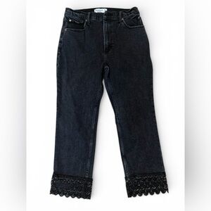 Abercrombie & Fitch Black Cropped Jeans with Lace Detail